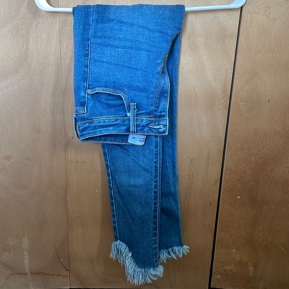 Teigan Medium Wash High Rise Raw Hem Skinny Jeans - Picture 3 of 6